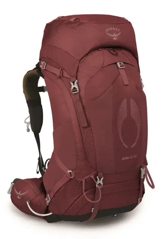 Łatwy zwrot Plecak wyprawowy damski Osprey Aura Ag 50 - Berry Sorbet Red
